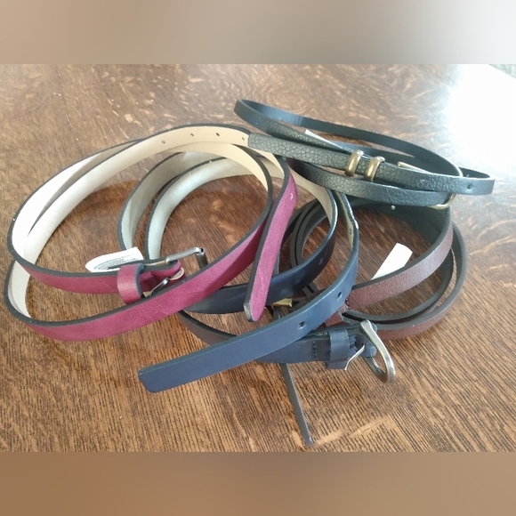 Skinny Belt Bundle: Brown, Black, Navy and Rust Red - Picture 1 of 10